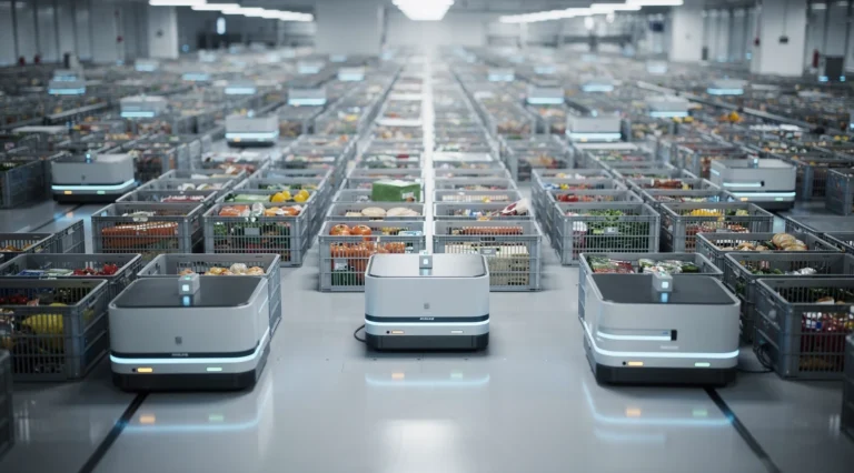 Ocado automated grocery fulfilment warehouse robots