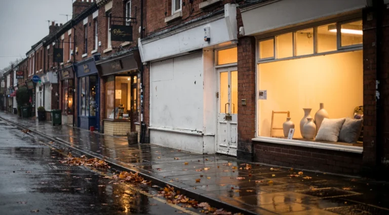 small shops closing survey: empty unit on a UK high street