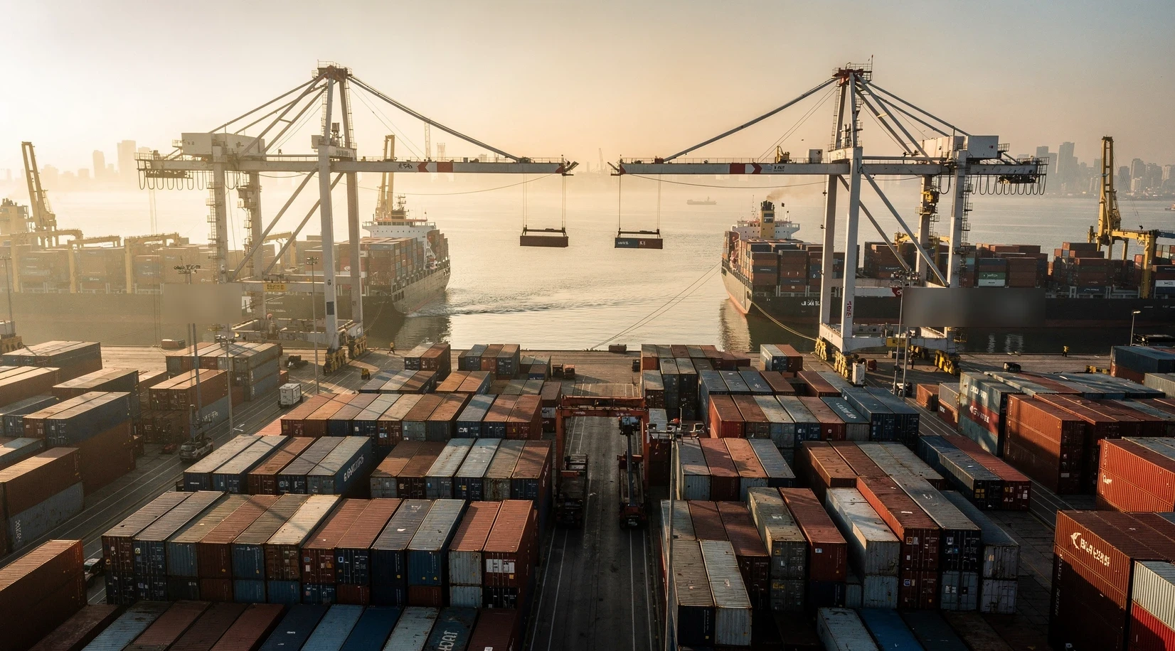 Trump-Xi summit: container port with gantry cranes facing each other