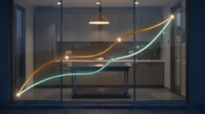 Chewy vet clinics 2027: analytical trend lines over a veterinary exam room