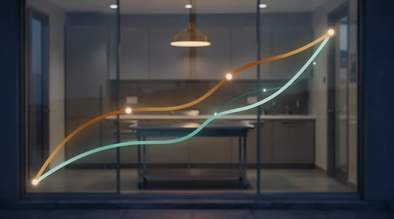 Chewy vet clinics 2027: analytical trend lines over a veterinary exam room
