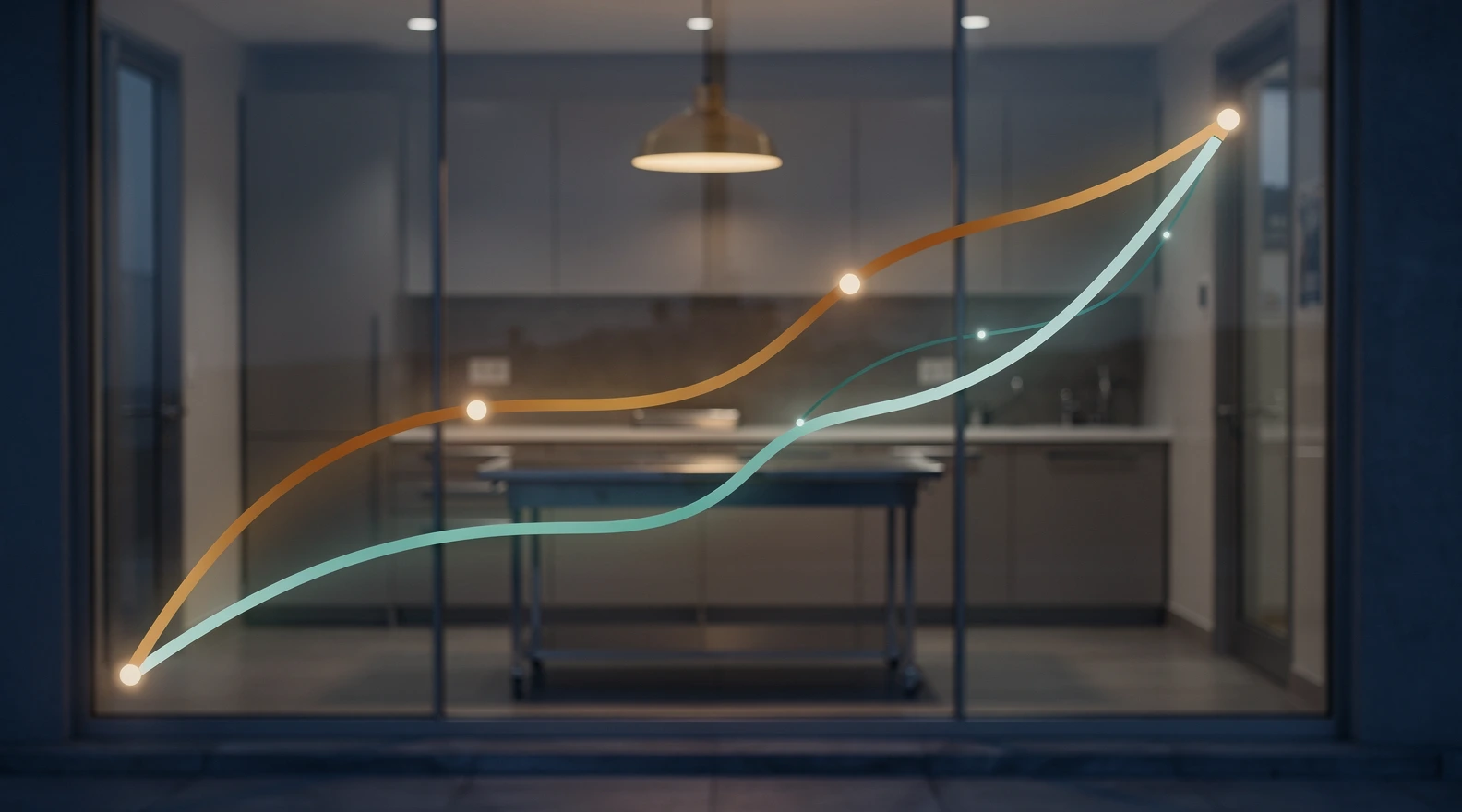 Chewy vet clinics 2027: analytical trend lines over a veterinary exam room