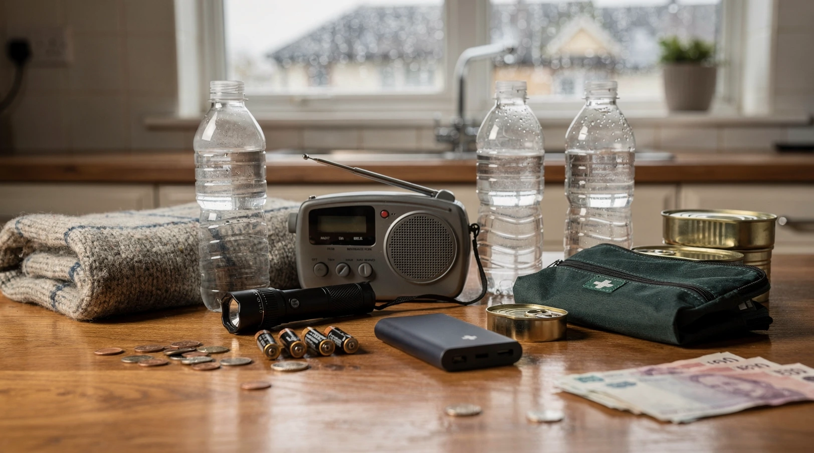 Be Ready checklist emergency kit with wind-up radio, torch and power bank